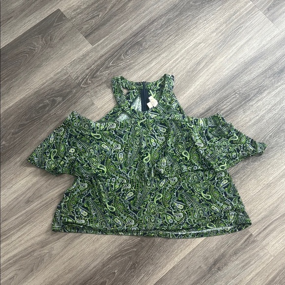 Michael Kors Blue and Green Camisole Top Paisley Tiered Blouse 1X - Picture 1 of 5